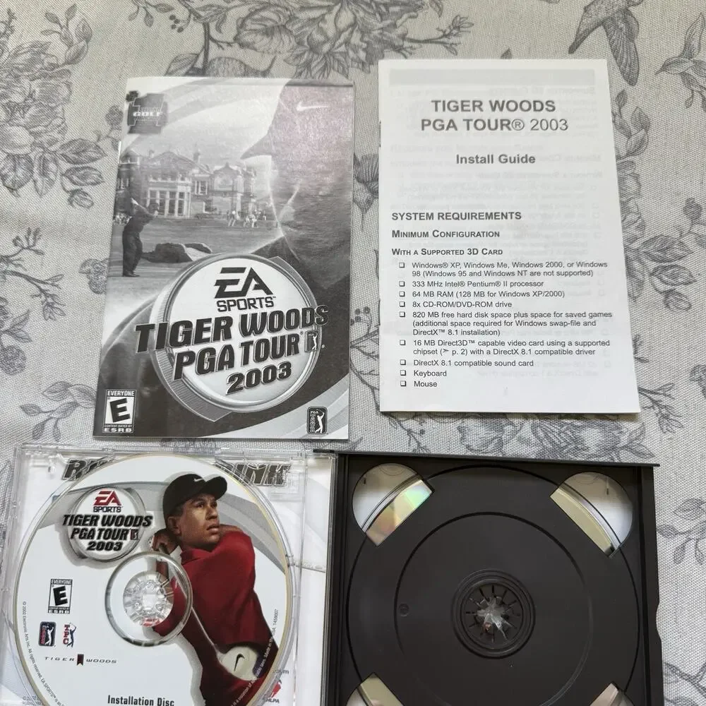 Vtg EA Sports Tiger Woods PGA Tour 2003 PC Game 3-Disc Set Golf Simulation Retro